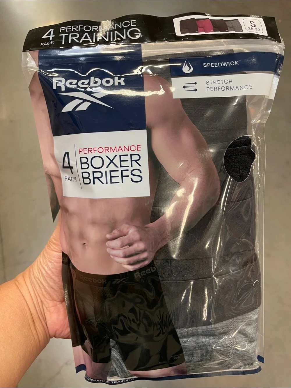 Reebok Men's Training Boxer Briefs 4 Pack Small Black, Gray, Red